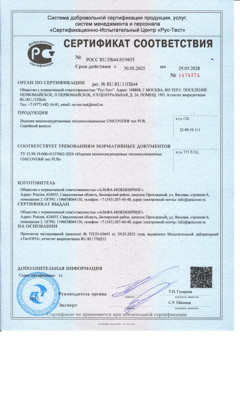 Сертификат соответствия ТУ